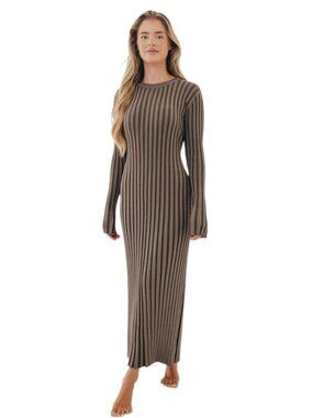 NWT Worth Collective Colette Premium Long Sleeved Ribbed Knit Maxi Dress